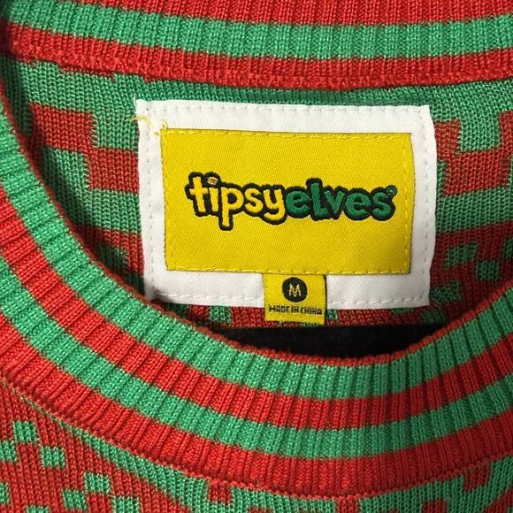 TIPSY ELVES Bottle Opener Ugly Christmas Sweater Men’s M Red Green Holiday - Picture 8 of 9